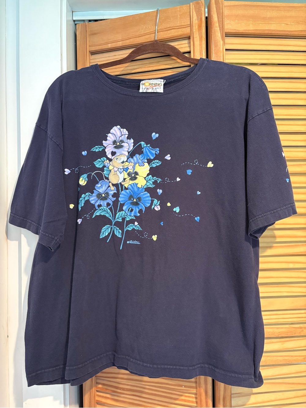 Vintage 90s Morning Sun Nature T-Shirt X-Large Mice Floral Grannycore Country